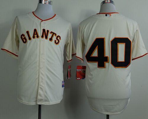 Giants #40 Madison Bumgarner Cream Cool Base Stitched MLB Jersey - Click Image to Close